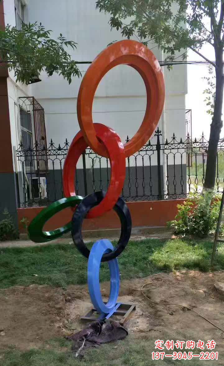 不銹鋼小區彩色花環景觀雕塑