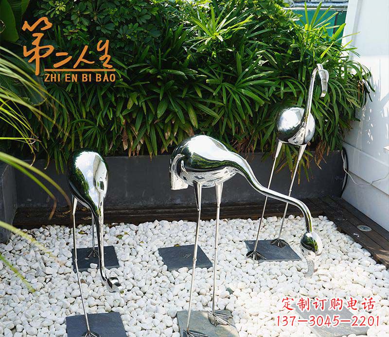 不銹鋼小區仙鶴動物雕塑1