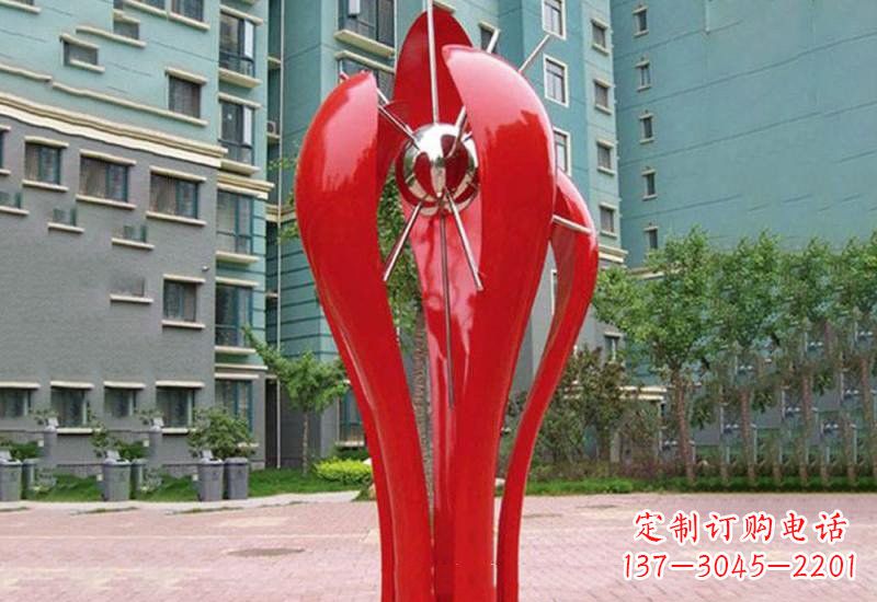 不銹鋼校園抽象含苞待放的花朵雕塑