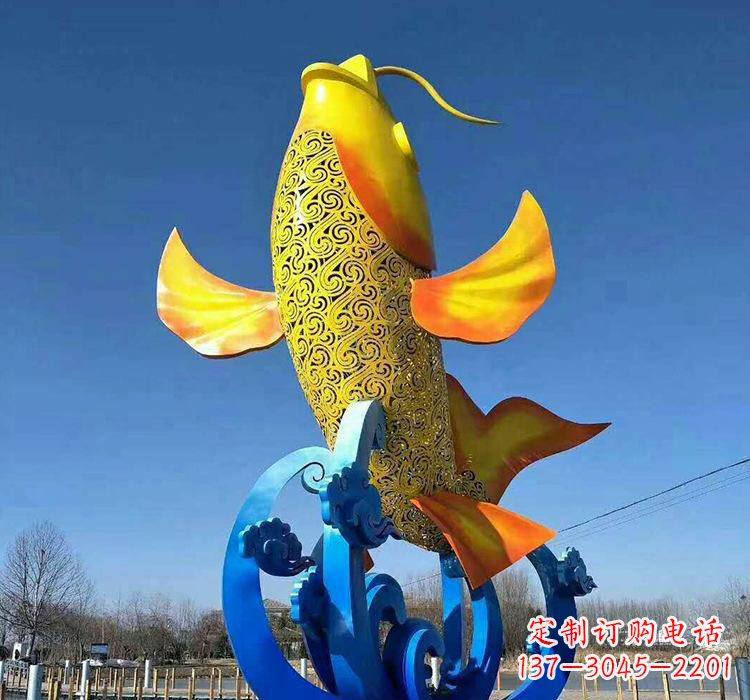 不銹鋼藝術鯉魚雕塑藝術之美與生活之靈