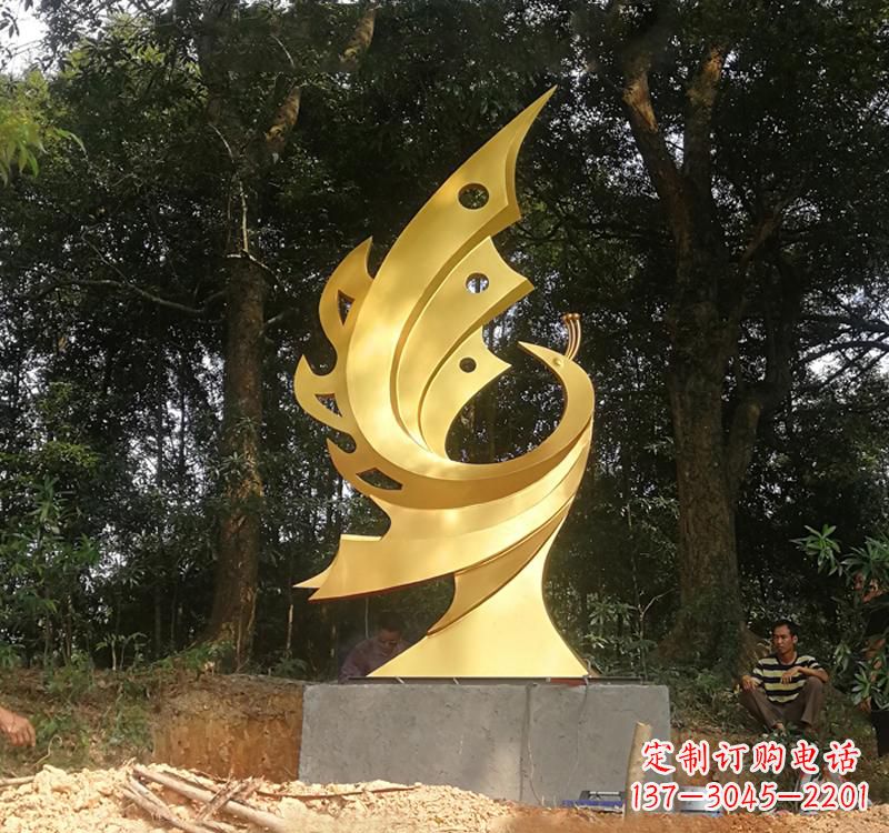 不銹鋼園林金鳳凰雕塑