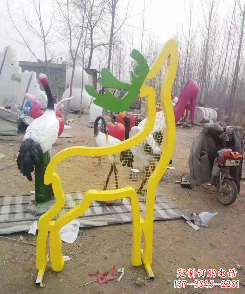 不銹鋼園林造型景觀小鹿雕塑