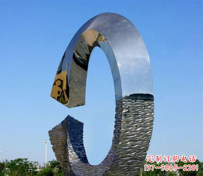 不銹鋼圓環標志景觀雕塑