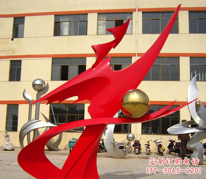 不銹鋼蒸蒸日上企業景觀雕塑