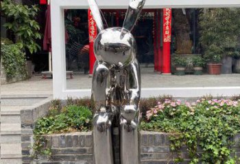 不銹鋼兔子雕塑精美的藝術作品