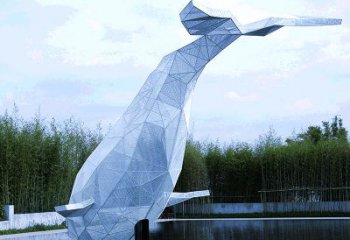 大型公園景區(qū)園林動物景觀雕塑不銹鋼網格鯨魚