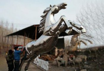 不銹鋼現代動物馬雕塑