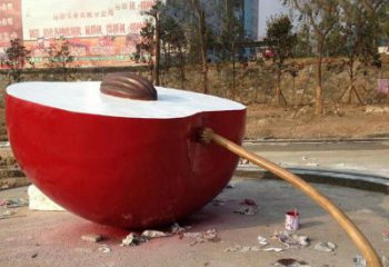 不銹鋼蘋果雕塑美麗與現代的融合