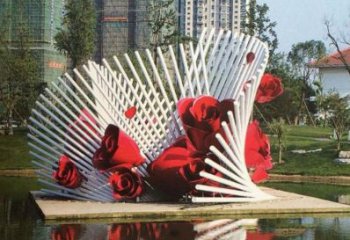 不銹鋼玫瑰花雕塑一種精美的藝術品