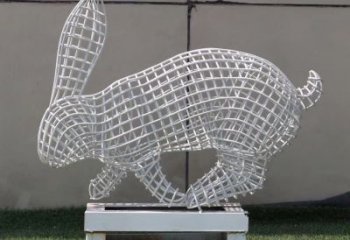 不銹鋼小區鏤空兔子雕塑讓小區充滿活力