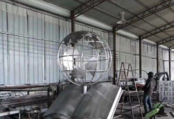 不銹鋼校園地球儀雕塑見證校園精神