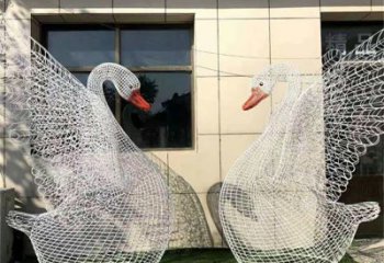不銹鋼展翅網格天鵝雕塑——精美而絢麗