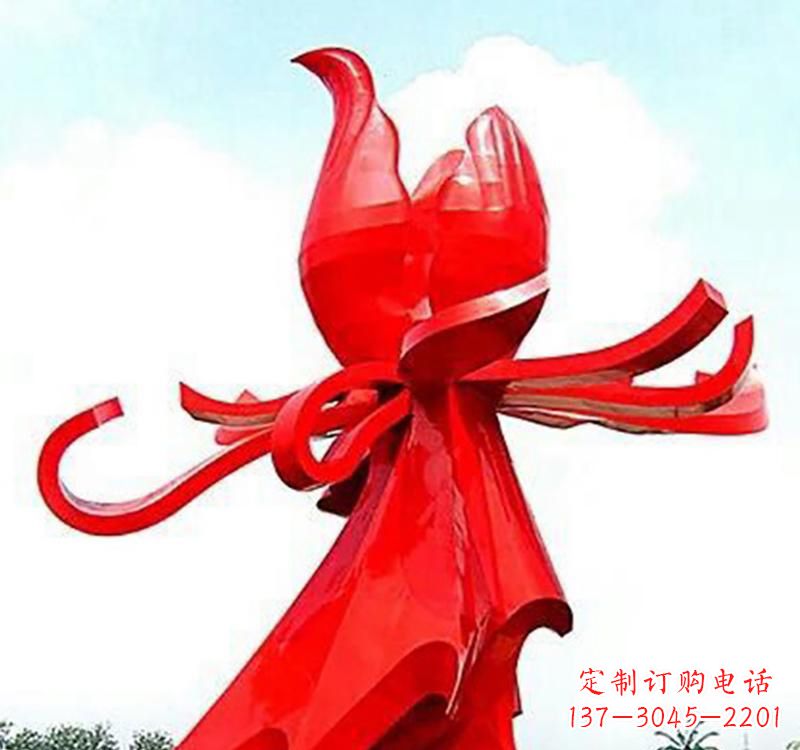不銹鋼玫瑰雕塑，傳遞愛(ài)與和平