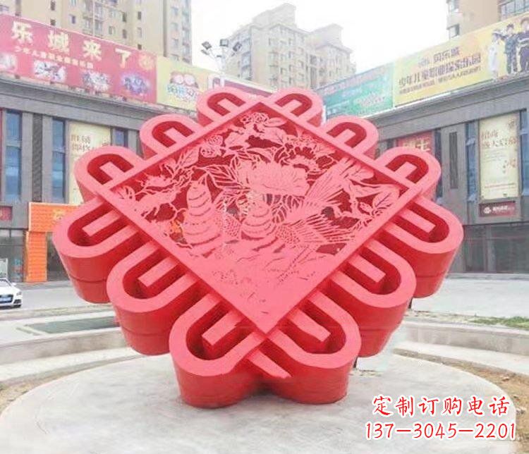 不銹鋼中國結城市景觀雕塑 (3)