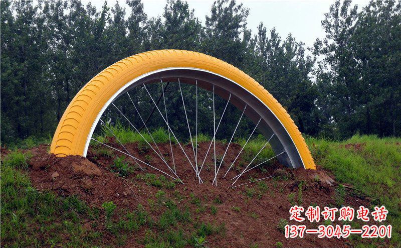 不銹鋼自行車雕塑——景觀美化的象征
