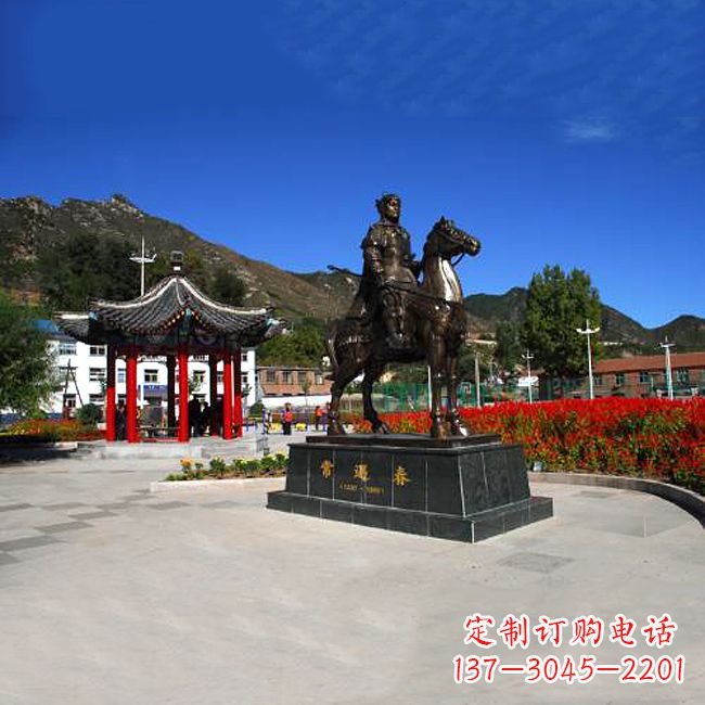 常遇春騎馬銅雕塑像-景區廣場歷史名人古代著名將領將軍雕像