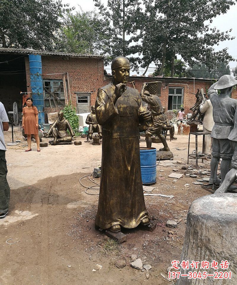 稱東西的商人公園人物銅雕擺件