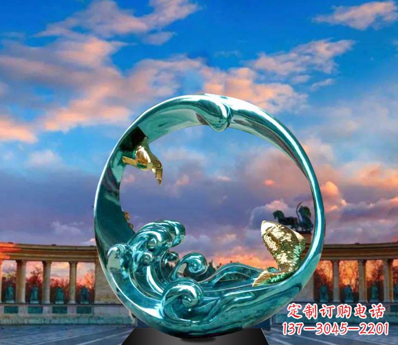 城市之環：不銹鋼彩銀雕塑