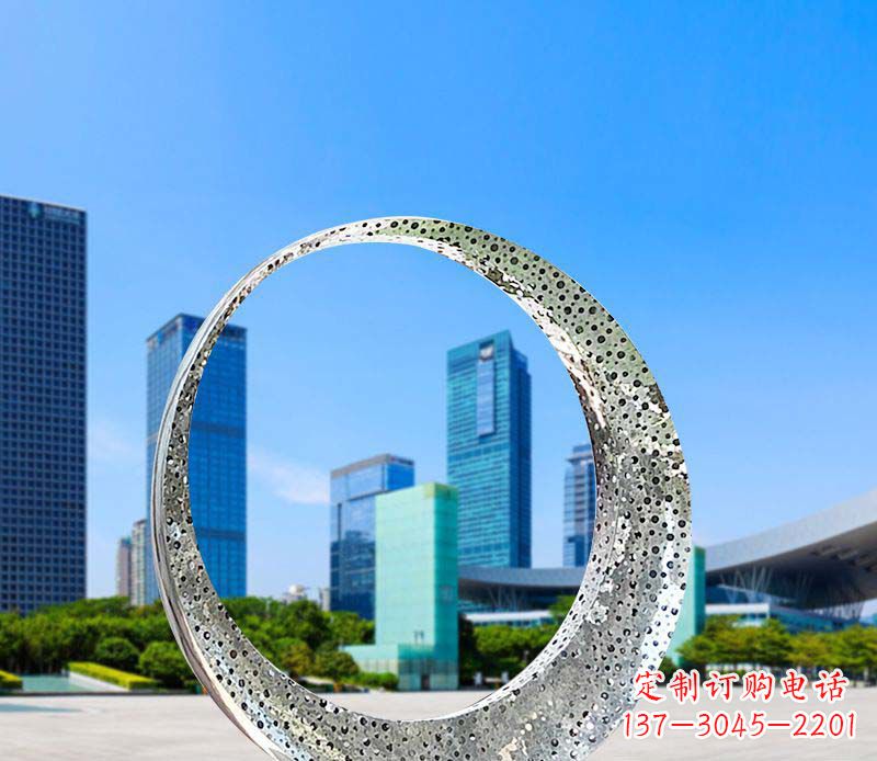 城市不銹鋼燈飾圓環景觀雕塑