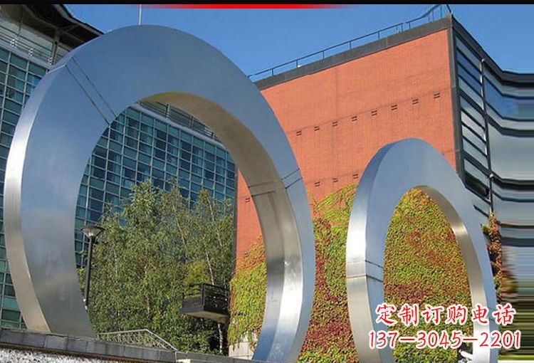城市不銹鋼圓環擺件雕塑