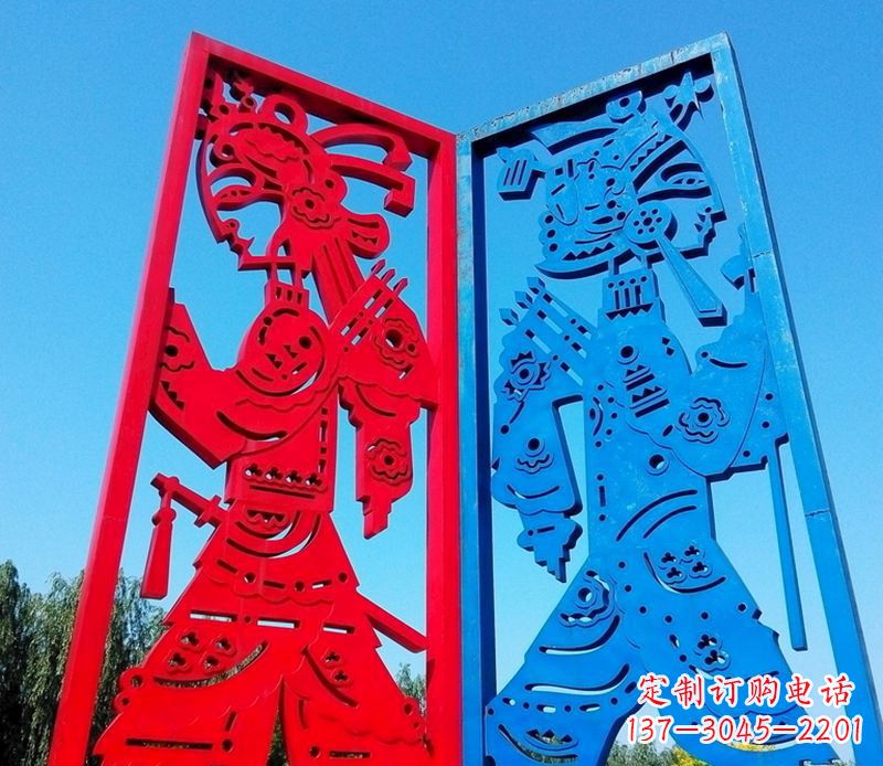 抽象不銹鋼皮影戲擺件