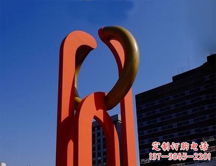 抽象創意紅色景觀不-銹-鋼-雕-塑-