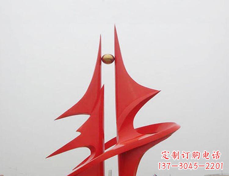 抽象創(chuàng)意紅色不銹鋼景觀雕塑