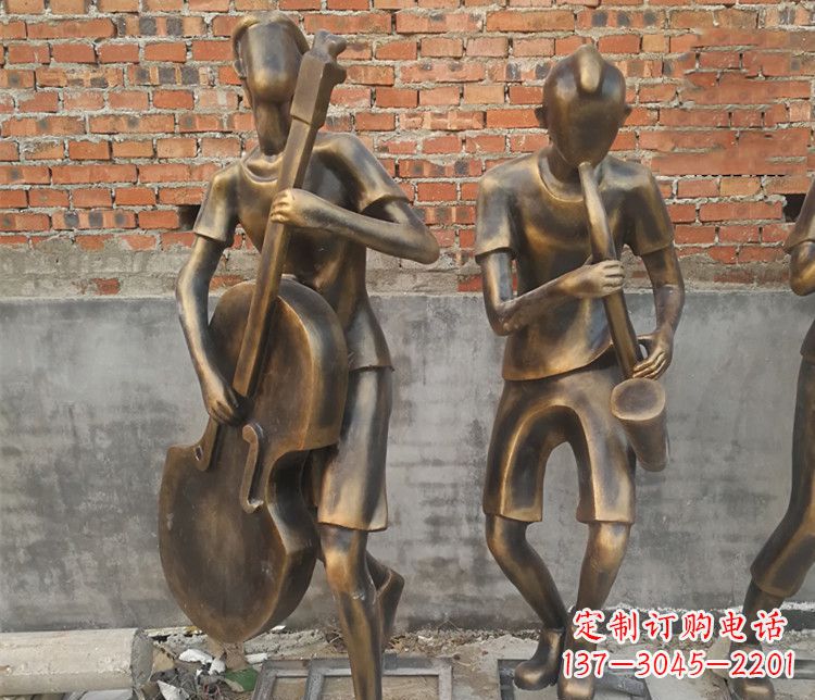 抽象吹薩克斯人物銅雕