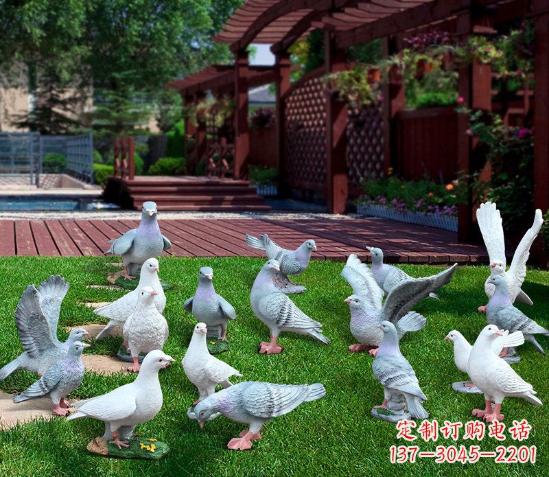 抽象鴿子雕塑象征著和平的藝術作品