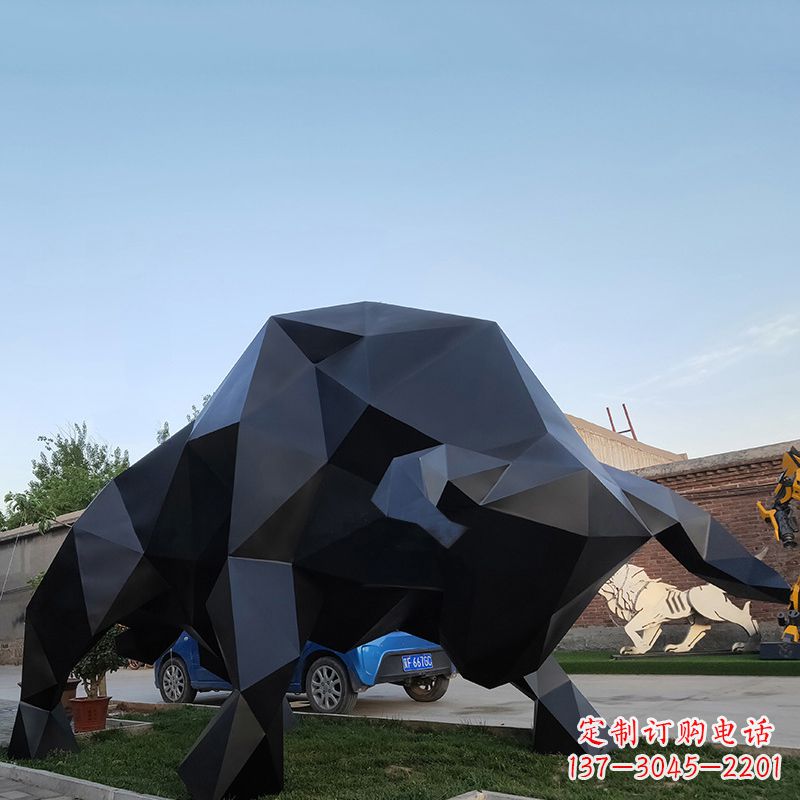 抽象華爾街牛大型玻璃鋼公園園林動(dòng)物雕塑