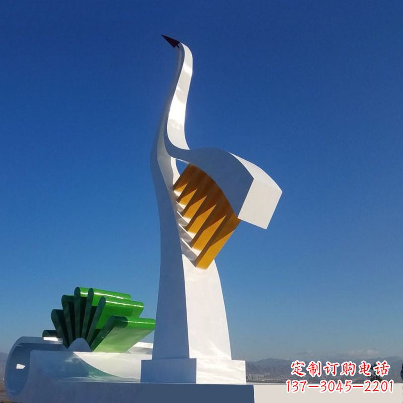 抽象仙鶴不銹鋼景觀雕塑