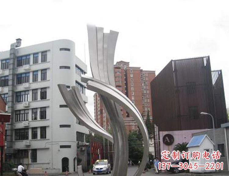 創意絲帶校園景觀不-銹-鋼-雕-塑-