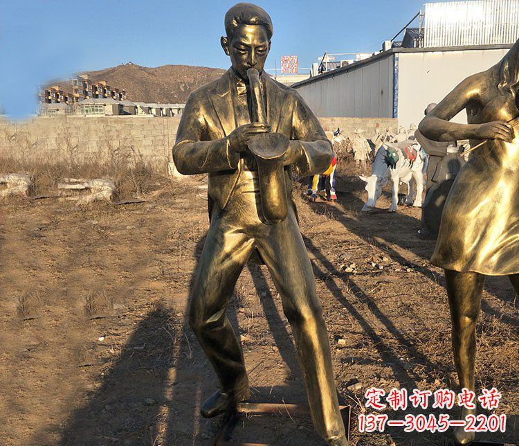 銅雕薩克斯風音樂人物