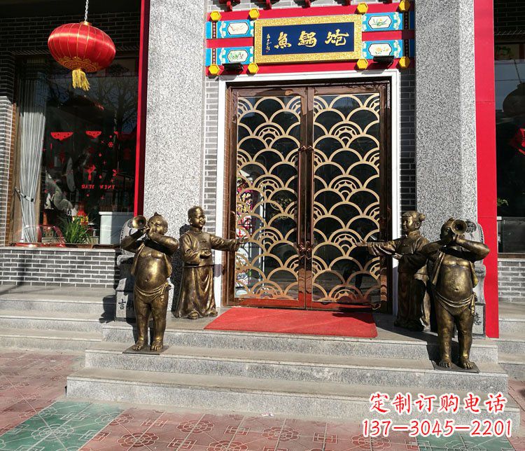 吹嗩吶酒店婚慶門口景觀銅雕擺件