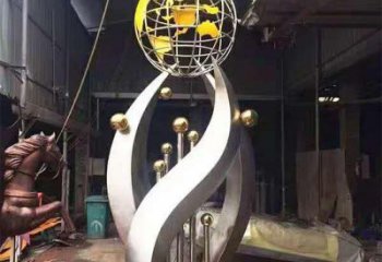 不銹鋼轉動地球儀雕塑——傳承地球文明