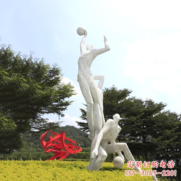 打籃球不銹鋼網格雕塑-公園體育運動人物雕塑擺件