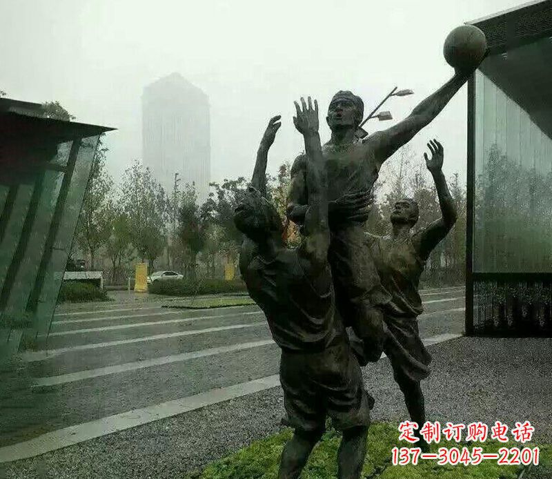 打籃球運動公園人物銅雕