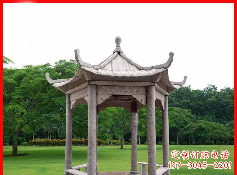 大理石六角涼亭園林景觀石雕