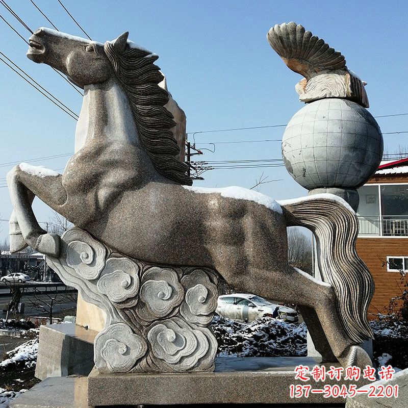大理石馬踏祥云石雕