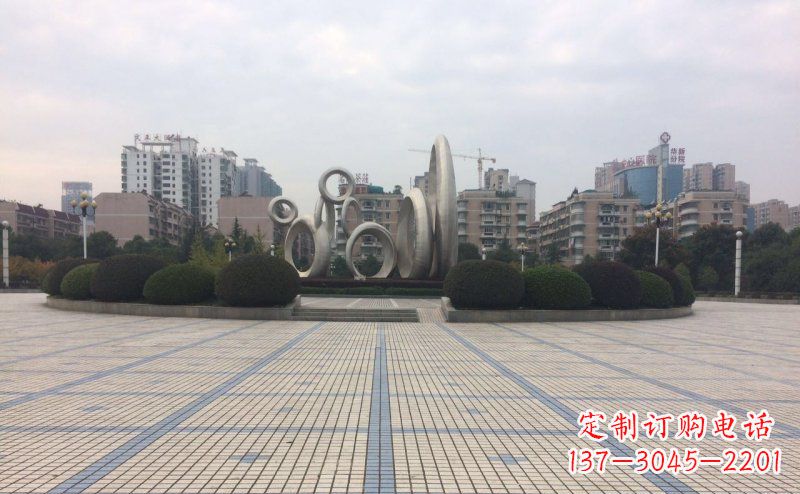 大小圓環廣場不-銹-鋼-雕-塑-