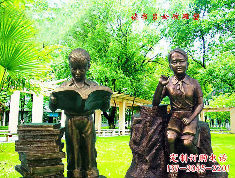 女孩校園銅雕 ——表達著青春洋溢的美好時光