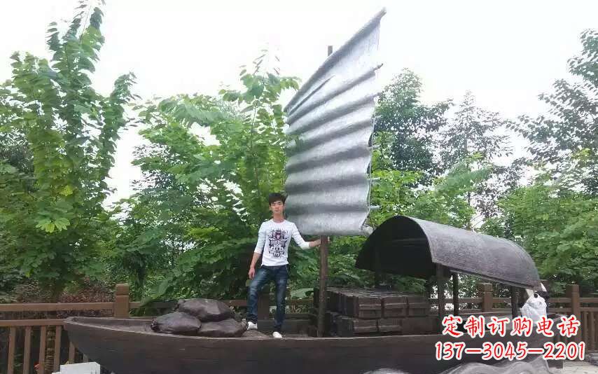 高品質帆船銅雕