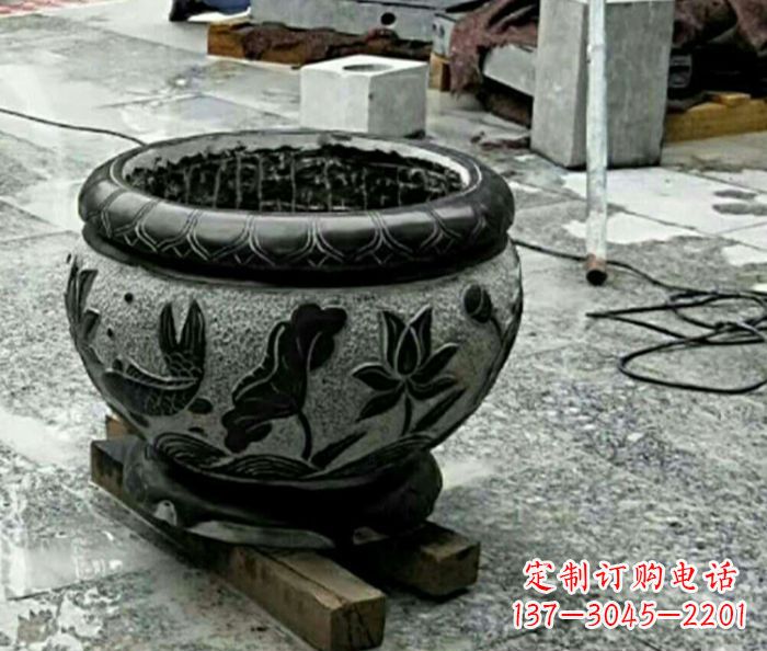 仿古招財水缸石雕 (2)