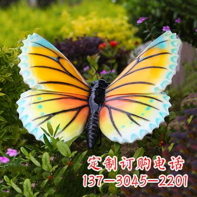 仿真蝴蝶_黃藍色80x68x35