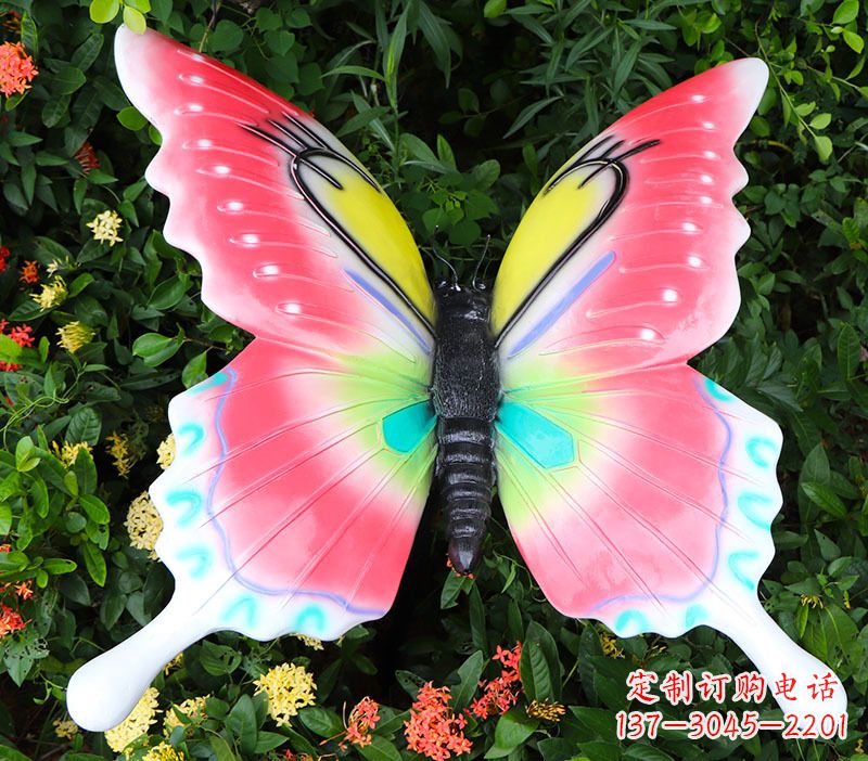 豪華蝴蝶彩繪樹脂雕塑