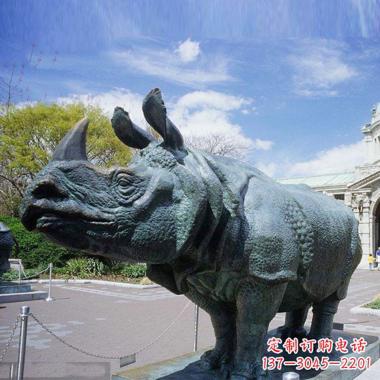 仿真犀牛銅雕-公園園林動物雕塑擺件