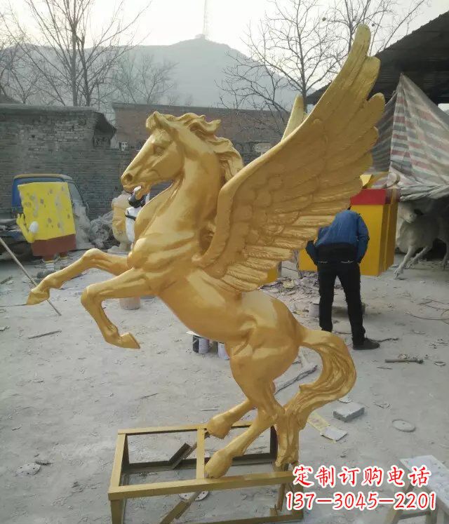飛馬動物銅雕，精美細膩