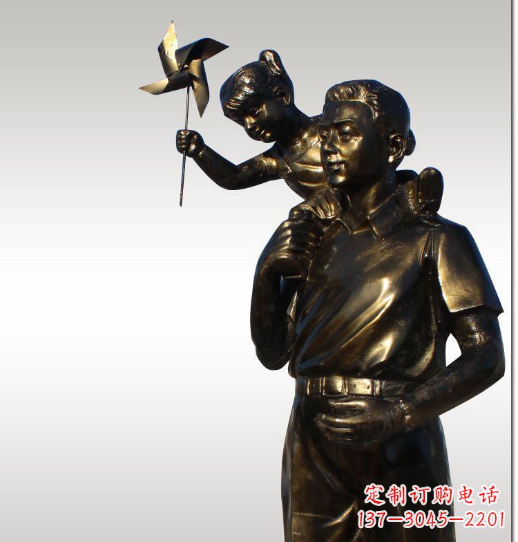 父女玩耍小區景觀銅雕 (2)