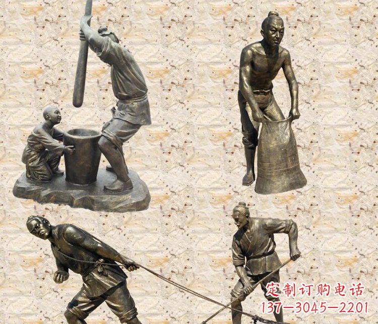 干農(nóng)活的人物古代人物銅雕