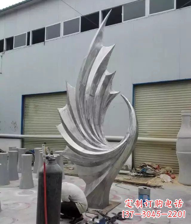 公園不銹鋼抽象鳳凰雕塑 (5)